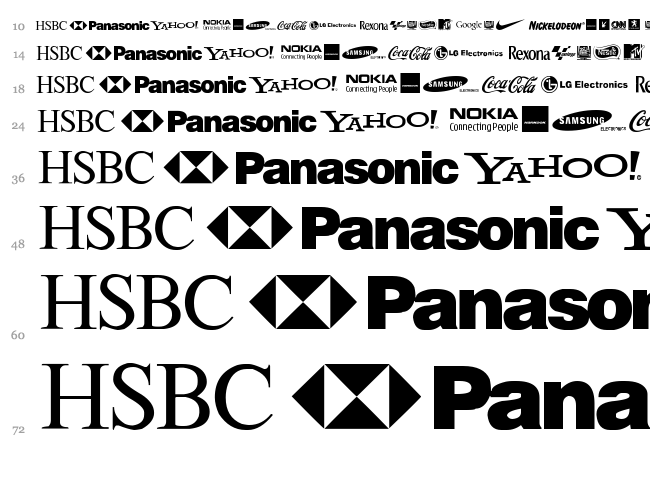 Logos TFB font waterfall